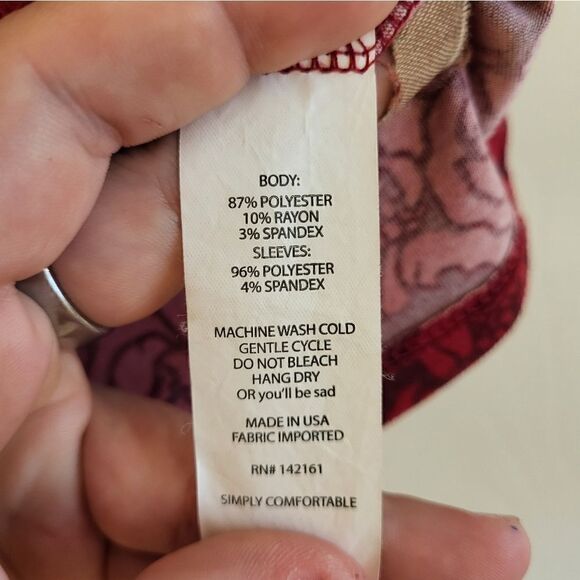 LulaRoe red/grey rose design half sleeve tee - Picture 5 of 6